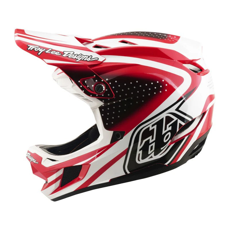 Full-face каска Troy Lee Designs D4 Polyacrylite MIPS — The Line — Fire / White