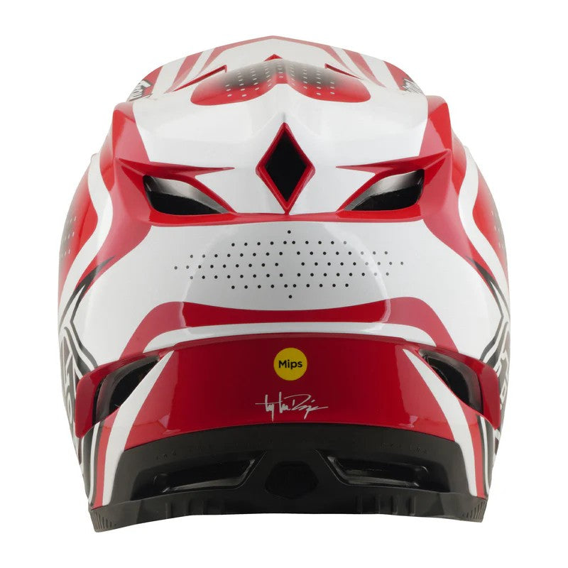 Full-face каска Troy Lee Designs D4 Polyacrylite MIPS — The Line — Fire / White