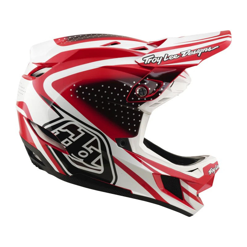 Full-face каска Troy Lee Designs D4 Polyacrylite MIPS — The Line — Fire / White